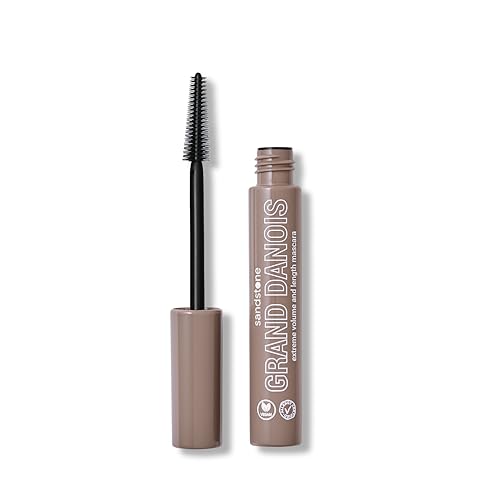 Sandstone Scandinavia Intensives Volumen Mascara Braun – Hypoallergene Wimperntusche für empfindliche Augen – Wischfest, parfümfrei & vegan