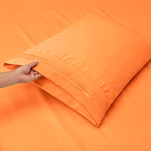 Image of Nestl Full Bed Sheet Set - Light Orange - 4-Piece Deep Pocket | Instantly Soft, Night-One Ready (No Wash Required). Fits 16-Inch Deep Pockets, 360-Degree Elastic Grip