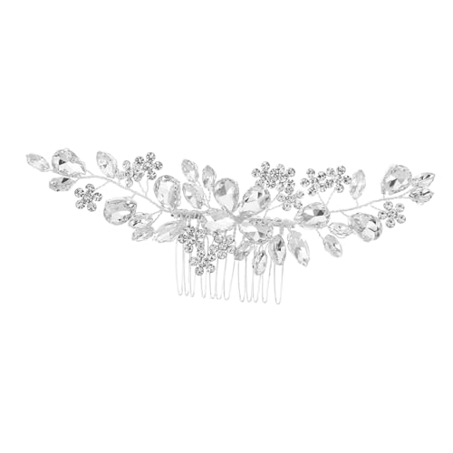 SOESFOUFU クリスタルラインストーン花嫁ヘアコーム 魅力的なブライダルヘッドピース 結婚式用髪飾り ブライド 兼用 耐久性と輝きを備 スリッ