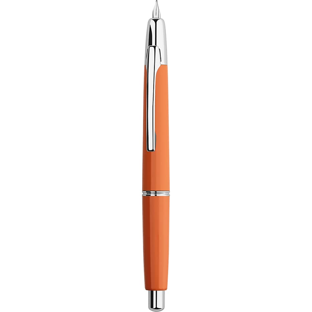 erofa Majohn A2 Press Fountain Pen Extra Fine Nib with Box, Retractable Orange Resin Ink Pen with Converter Writing Pen Set (Silver Clip Version โ image 1