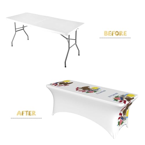 Nappe Illinois lavable en élasthanne pour masquer une table abîmée - 5