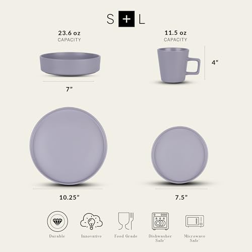 Image of Stone Lain Cleo Stoneware 32-piece Round Dinnerware Set, Light Gray,Service For 8,Coupe - Celina