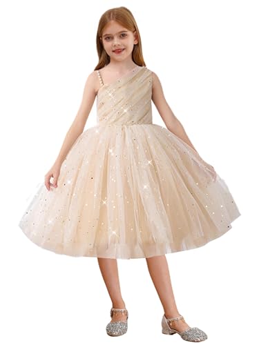 Vestido largo en línea A de tirantes para niñas en bodas y fiestas