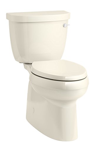 KOHLER 5310-RA-47 Cimarron Comfort Height Two-Piece Elongated 1.28 gpf Toilet with Skirted trapway and Right-Hand Trip Lever, Almond KOHLER 5310-RA-47 Cimarron Comfort Height Two-Piece Elongated 1.28 gpf Toilet with Skirted trapway and Right-Hand Trip Lever, Almond