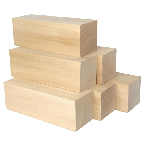 Ninekong 6PCS Basswood Carving Blocks，Whittling Wood Carving Kit,Soft Basswood for