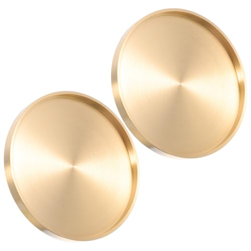 TOMETURE 2pcs Brass Teacup Stands Heat-Resistant Round Coasters for Home Tea Serving Tabletop Cup Mats, Golden Tea Cup Saucer Pads for Kitchen and Dining
