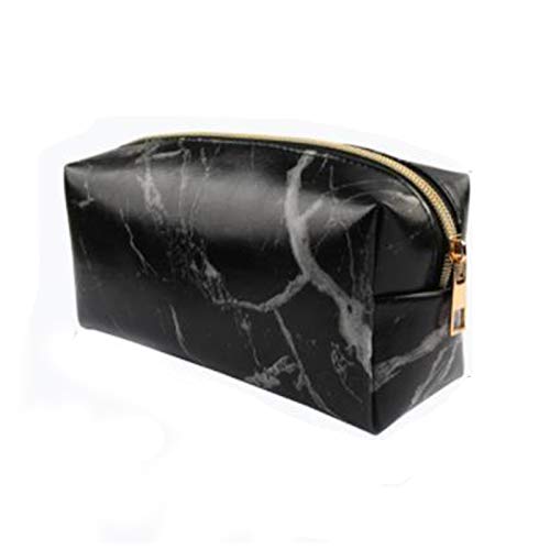 Étui à Crayons Motif Marbre Trousse Trousse à Crayons Papeterie Étudiant Sac de Rangement en Texture de Marbre Cuir PU Fournitures de Bureau Sac à Outils de Bureau Fournitures de Bureau (Noir)