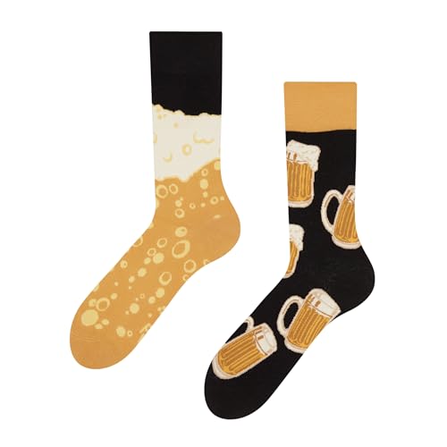 Dedoles Calcetines Unisex Hombre Mujer y Niños Algodón muchos diseños divertidos diferente izquierda derecha, color: Negro, diseño: Cerveza de barril, tamaño: 39-42