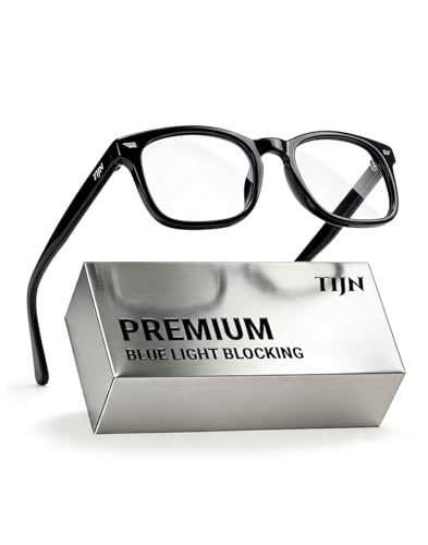 Image of TIJN Premium Blue Light Blocking Glasses for Women Men Computer Gaming Use | Square TR90 Frame Nerd Eyeglasses Anti Blue Ray with Red, Orange, Clear Lens for Computer, Phone, TV and Evening Screen Use