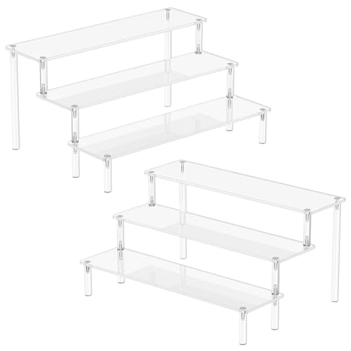 DYNAVERT ディスプレイスタンド アクリル製【2個セット】 フィギュア棚 コレクションラック 飾り棚 雛壇タイプ 陳列・展示・収納用