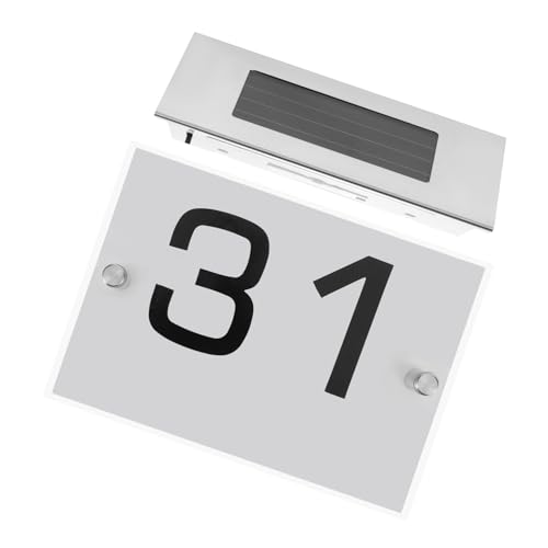 DOITOOL Solarbetriebene Edelstahl Hausnummer Led Hausnummernschild Mit Sensor Solar Adressschild Wetterfest Für Außenbereich