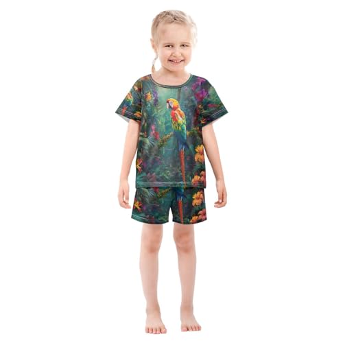 senya Short Sleeve Pajamas Sets Summer Cotton Sleepwear Parrot on Branch3