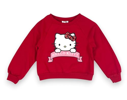Image of Hello Kitty Girls 2-Piece Outfit Set, Long Sleeve Fleece Sweatshirt and Plaid Flannel Skirt, Fall Winter Clothing - Red Plaid 5-6