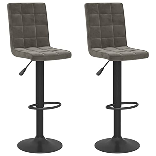 Tabourets de bar réglables hauteur velours gris foncé de cuisine et bar