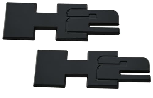 Image of 2pcs New H2 Rear Liftgate Door Nameplate 3D Badge Emblems Replacement for 2003-2009 Hummer H2 Origianl Size (Black)