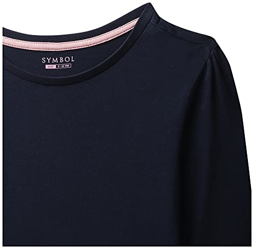 Image of Amazon Brand - Symbol Girl's Regular T-Shirt (PAG 507 Navy & Mustard 1 5-6 Years)