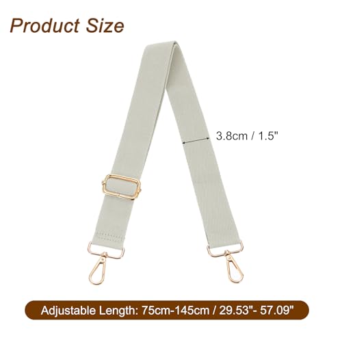 Image of uxcell Wide Shoulder Strap, 3.8cm Adjustable Purse Strap Replacement Crossbody Strap for Shoulder Bag Handbag, Light Grey, Light Gold Pull Core Buckle