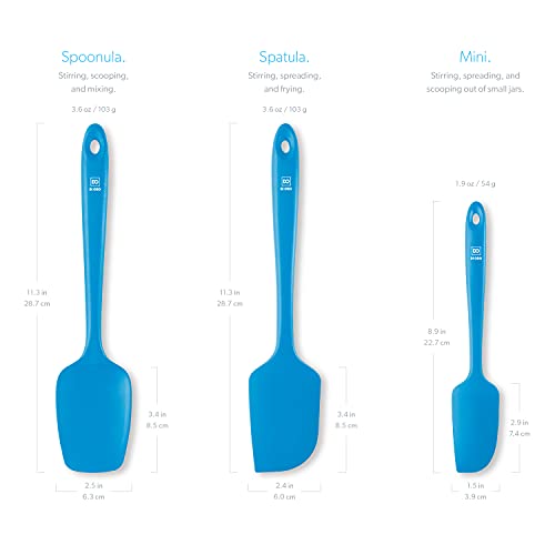 Image of DI ORO Silicone Spatula Set - Rubber Kitchen Spatulas for Baking, Cooking, & Mixing - 600F Heat-Resistant & BPA Free Silicone Scraper Spatulas for Nonstick Cookware - Dishwasher Safe (3pc, Blue)