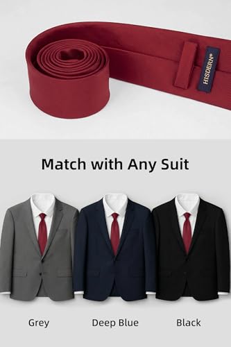 Image of HISDERN Mens Ties Solid Color Ties for Men Formal Necktie with Pocket Square Set Satin Silk Neck Tie Handkerchiefs Set