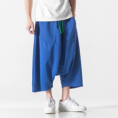Men Chinese Style Wide-Leg Pants Men Hanging Crotch Hip Hop Bloomers Skirt Pants Loose Calf Lenght Trousers2