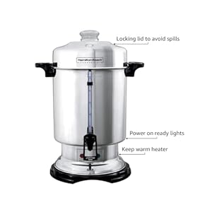 Hamilton Beach Commercial Coffee Urn & Hot Beverage Dispenser, 60 Cup Capacity, Polished Stainless Steel (D50065) Hamilton Beach Commercial Coffee Urn Hot Beverage Dispenser 60 Cup Capacity Polished Stainless Steel D50065