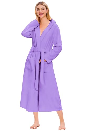 Image of Umeyda Girls & Women Fleece Hooded Robes, Soft Fuzzy Bathrobe Warm Plush Fluffy Bath Robe for Kids Womens