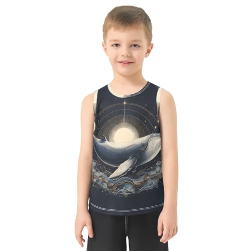 Bolaz Boys Athletic Quick Dry Tank Top Sleeveless Workout T Shirts Age 11-15,Delicate Whale2
