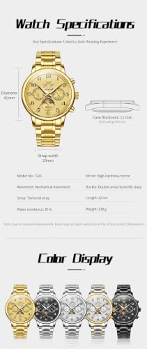 Image of OLEVS Automatic Watches for Men Luxury Skeleton Multi-Function Mechanical Watch Self Winding Date Waterproof Luminous Mens Watch