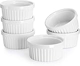 Sweese 502.001 6er Set Soufflé Förmchen, 140 ml Creme Brulee Formen aus Porzellan, Förmchen für Muffins, Cupcakes, Weiß