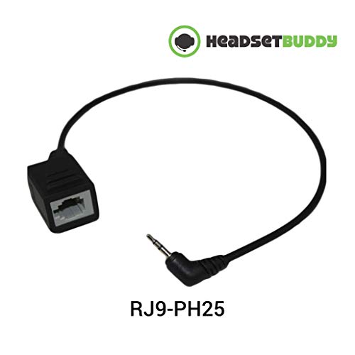 Auriculares Buddy: Hembra RJ9/RJ22 Macho a 2,5 mm Auriculares Adaptador (01-rj9-ph25)