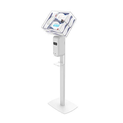 Image of Hand Sanitizing Station - CTA Premium Thin Profile Floor Stand Sanitizing Station and Heavy-Duty Secured Acrylic Glove & Mask Boxes with Automatic Soap and Hand Sanitizer Dispenser (SAN-CHK1W) - White