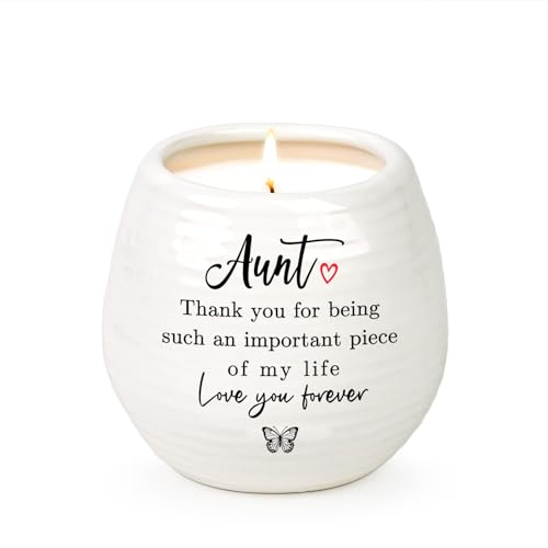 Aunts Candle 10Oz Aunt Gift Ideas Mothers Day Birthday Gifts for Aunt Birthday Gifts from Niece and Nephew Valentines Day Christmas Gift for Auntie Handmade Ceramic Jar Lavender Scented Candle