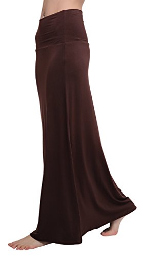 Image of Urban CoCo Women's Stylish Spandex Comfy Fold-Over Flare Long Maxi Skirt