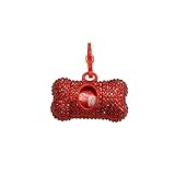 Bling Dog Poop Pickup Bag Dispenser Holder Pet Waste Disposal Bag Pet Trash Bags Holder Bone Shaped (Red)