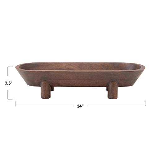 Bloomingville Mango Wood Footed Tray, Walnut Finish Bowl, Brown #TOP1