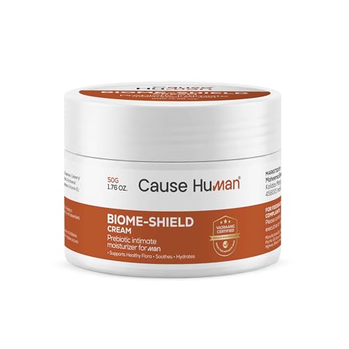 Cause Human Biome-Shield Prebiotic Foreskin Cream for Men | Balanitis Cream | Ceramide Barrier + Microbiome Support | Soothes Dryness Redness Irritation and Itching in Men - 50g