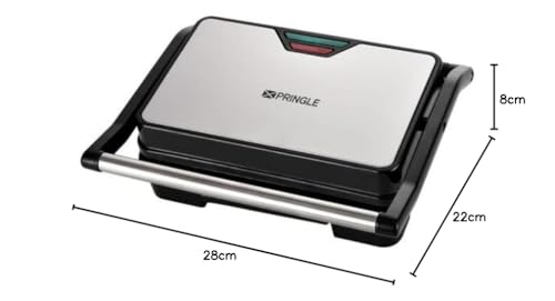 Image of Pringle GM 722 Sandwich Maker & Panini Griller | 850W 2 Slice Non-Stick Toaster | Auto Temperature Cut-Off | Compact Grill for Sandwich, Panini & Toast | Easy To Clean | 1 Yr Warranty | Black