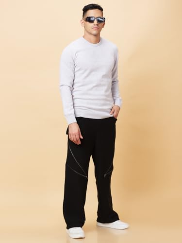 Image of Being Human Self Design Grey Round Neck Sweater