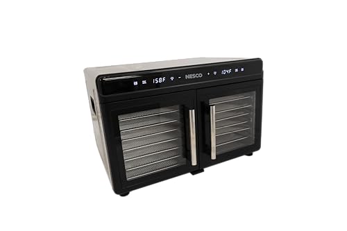 NESCO FD-16DZD Dual-Zone Food Dehydrator – 16 Stainless Steel Trays, Independent Temp & Timer, Keep Warm, Inner Light, Jerky, Fruit, Herbs, 1200W