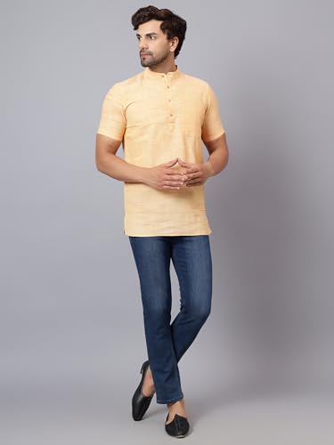 Image of LATEST CHIKAN Men's Cotton Regular Casual Strped Short Kurta Half Sleeves - (SK-LJ.DS.AS)