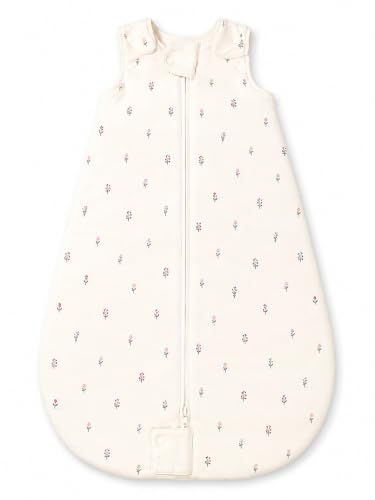 Image of TuddyBuddy Baby Cotton Wearable Quilted Sleeping Bag Blanket 1.5 Tog with 1 Way Zipper Closure | Ideal for Babies & Kids Hypoallergenic Fabrics | (Lavender Floral AOP - Off White, 18-24 Months)