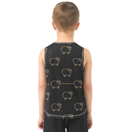 J JOYSAY Cartoon Goat Black Boys Tank Top Sleeveless Muscle Shirts Quick Dry Active Workout Sport Kids T-Shirts 3-15T3