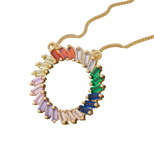 Collier arc-en-ciel CZ en pierres étincelantes et chaîne de haute qualité