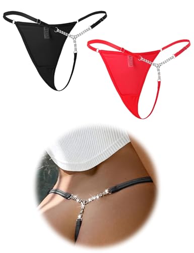 ohmydear String Sexy Tanga Femmes Chic Slip Grandes Taille String Ficelle pour Femmes 2 Pack Bikini Mesh Lingerie Tenue Hot G-String sous-vêtements