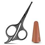 Lobodt 4.7インチの小さな鼻毛はさみ(ブラック)。先端が丸いため、細かいディテールの顔の毛、耳の毛、眉毛をトリミングできます。バスルーム。パーソナルケア美容とペットの毛。