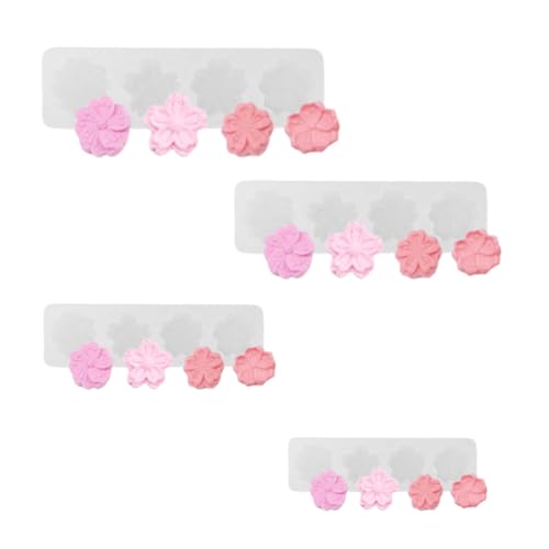 UIEXAY 4 Piezas Mini Molde, Moldes Para Resina Epoxi De Silicona De Flores Huecas De Epoxi, Rellenos De Silicona Para Resina Epoxi Para Collares, Aretes, Joyas De Resina, Llaveros Y Manualidades