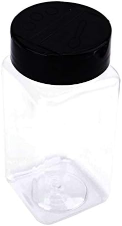 Bekith 16 Pack Plastic Spice Jars Bottles for Storing Spice, Herbs and Powders - 250ml BPA Free Plastic Spice Containers with Black Flip Top Cap to Pour or Shaker/Sifter