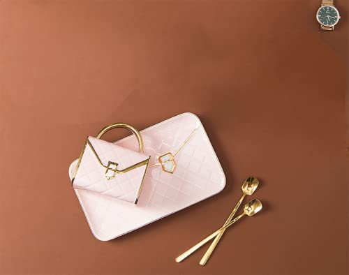 Handbag-Shaped Creative Ceramic Mug With Saucer Porcelain Tray & Spoon For Coffee, Hot Chocolate, Cappuccino, And Latte Breakfast Anvirtue (Pink) #TOP2