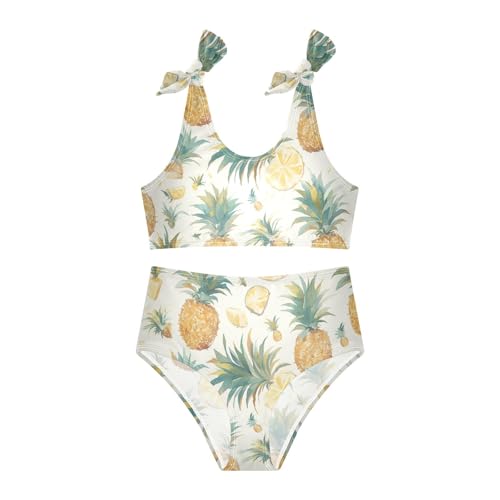KLL Tropical Pineapple Girls' 2 Piece Bikini Set Scoop Neck Bathing Suit Swimming Suits Adjustable Shoulder Strap3