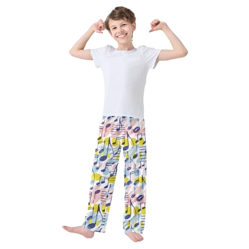 ZZXXB Music Note Watercolor Boys Long Pants Soft Trousers Elastic Waist Kids Lounge Bottoms with Pockets S-XL2